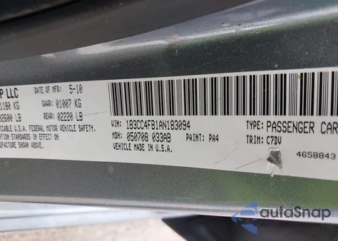 2010 Dodge Avenger Sxt z USA, uszkodzony, nr VIN 1B3CC4FB1AN183094